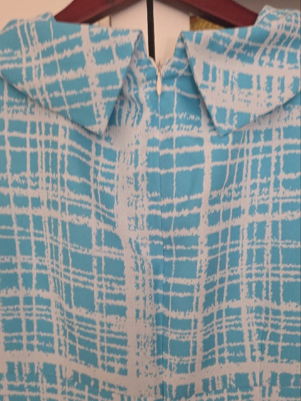 Tahari Aqua and White Plaid Midi Dress - Picture 10 of 10